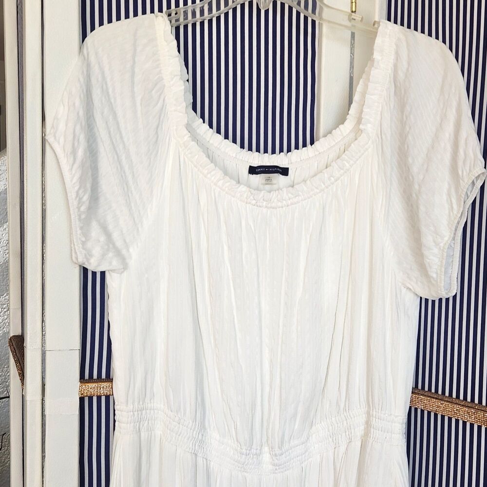 Tommy Hilfiger White Tiered- Ruffled Maxi Dress Size 14 - Picture 4 of 9